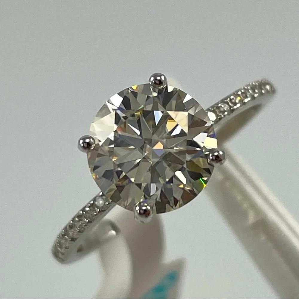 3ct Moissanite Round Cut Sterling Silver Solitaire Engagement Bridal Ring Sz‎ 9